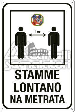 Pittogramma distanza 1m con stemma Lazio e Colosseo - Coronavirus Covid-19